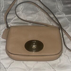 Coach Tan Gold Crossbody Bag with Timeless Design